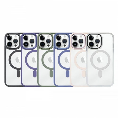 Funda Premium Transpartente Borde Color Magsafe para iPhone 14 Pro 6-Colores