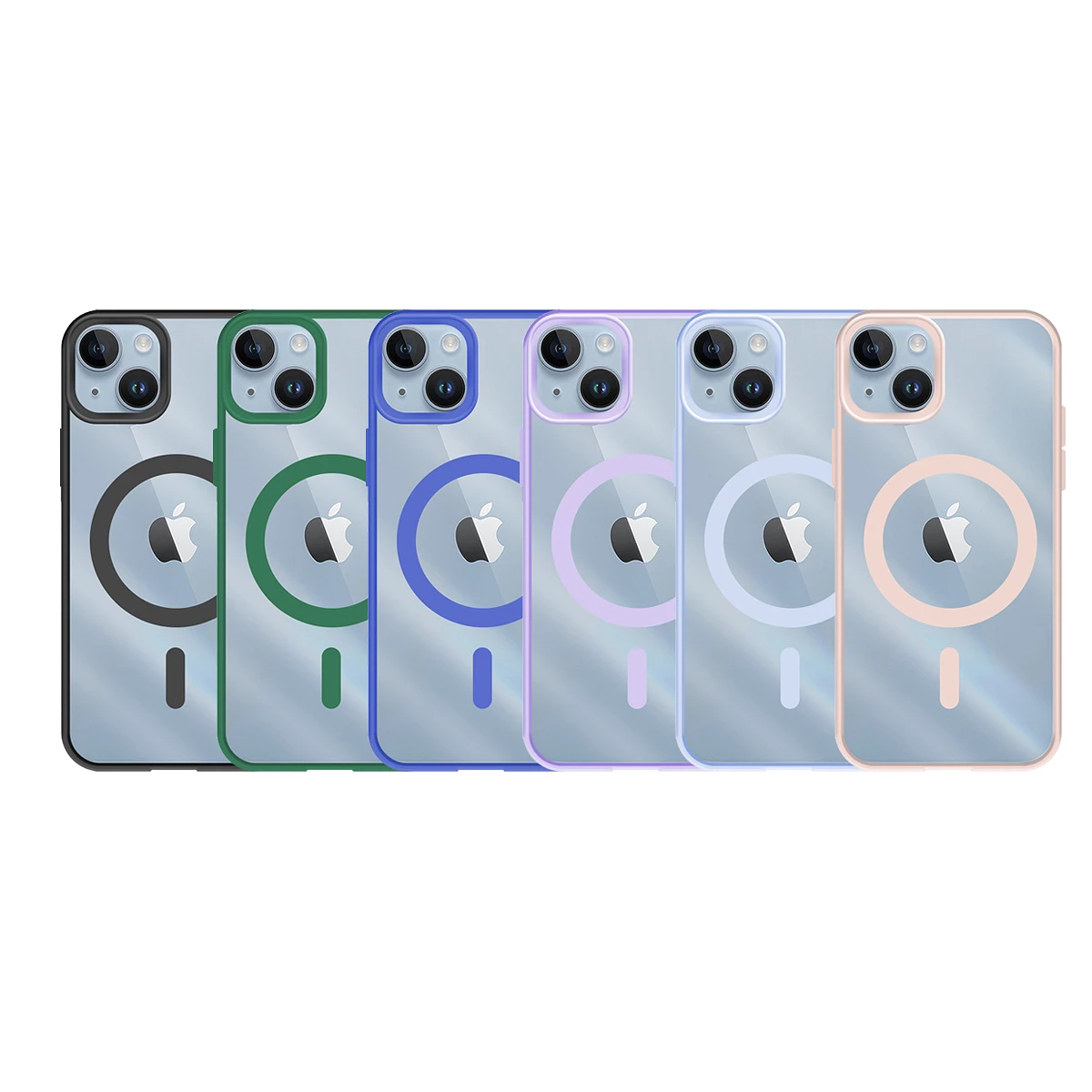 Funda transparente MagSafe iPhone 13 Pro Max borde de color (azul) - Funda -movil.es
