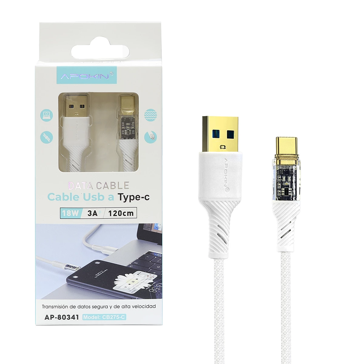 Cargador Doble USB-A 2.4 A Sin Cable APOKIN PC913Y - Blanco
