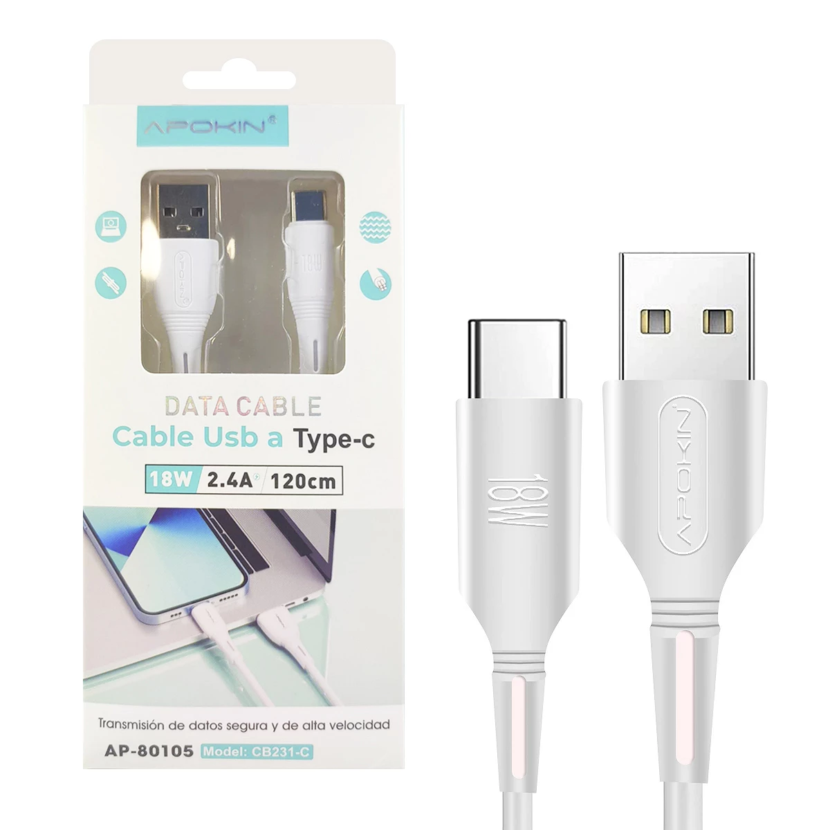 Cable de carga rápida Tipo C - USB Premium (1metro)