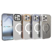 Premium Transparent Case with Aluminum Stand for iPhone 15 4-Colors