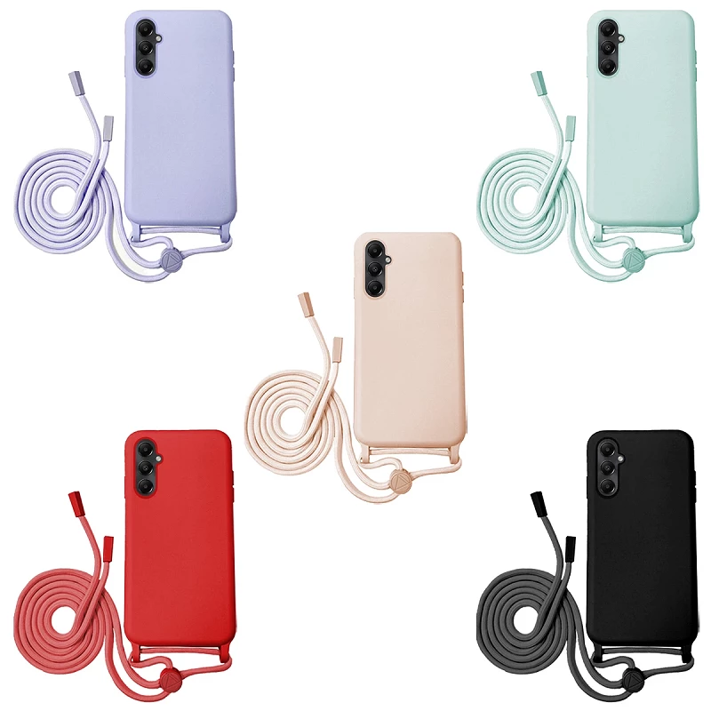 Comprar Funda con cordón para colgar en el cuello, funda transparente con  purpurina para Samsung S22 S22 Ultra S21 S20 SE A52 A72 A42 A32 A13 A53 A73