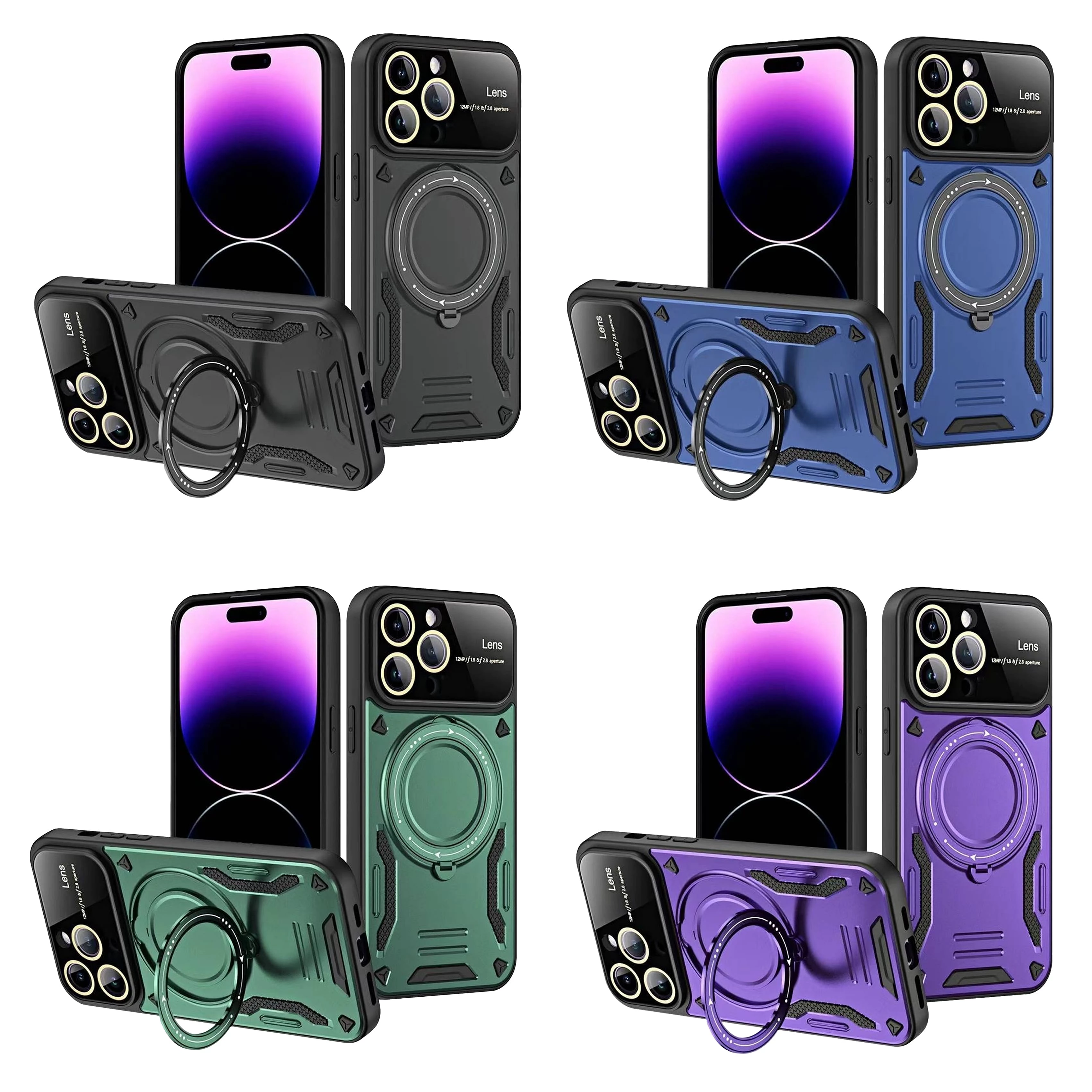 Funda Antigolpes Con Soporte iPhone 14 Pro Max en 4-Colores