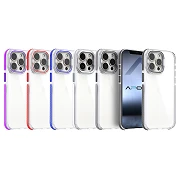 Funda Acrilica Borde Silicona son Soporte Cubrecamara iPhone 13 Pro Max en 4-Colores