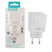 (Pack 10) Caricabatterie rapido PD 20w 3.0A senza cavo APOKIN - Bianco
