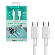 (Pack 12) Cabo de dados ultra-rápido 3.0A USB-C/USB-C 5A 100W cabo de alto desempenho 2 Metros - Branco